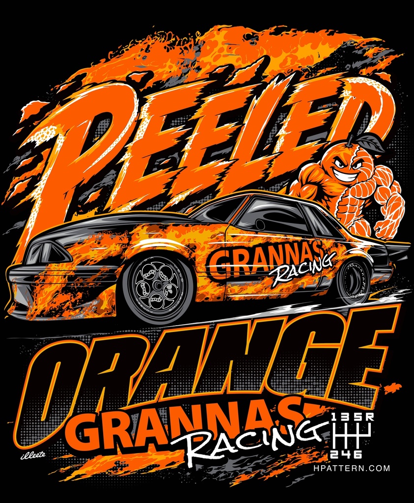Grannas Racing "PEELED ORANGE" Foxbody Mustang Heavyweight Hoodie
