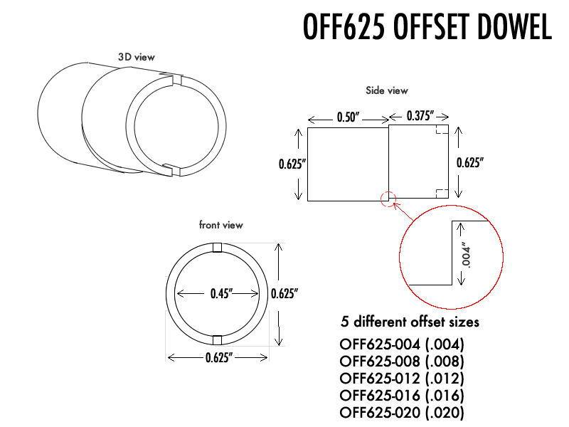 Offset Dowels - 0.625" - Buick Chevy Oldsmobile Pontiac GM (set of 2)
