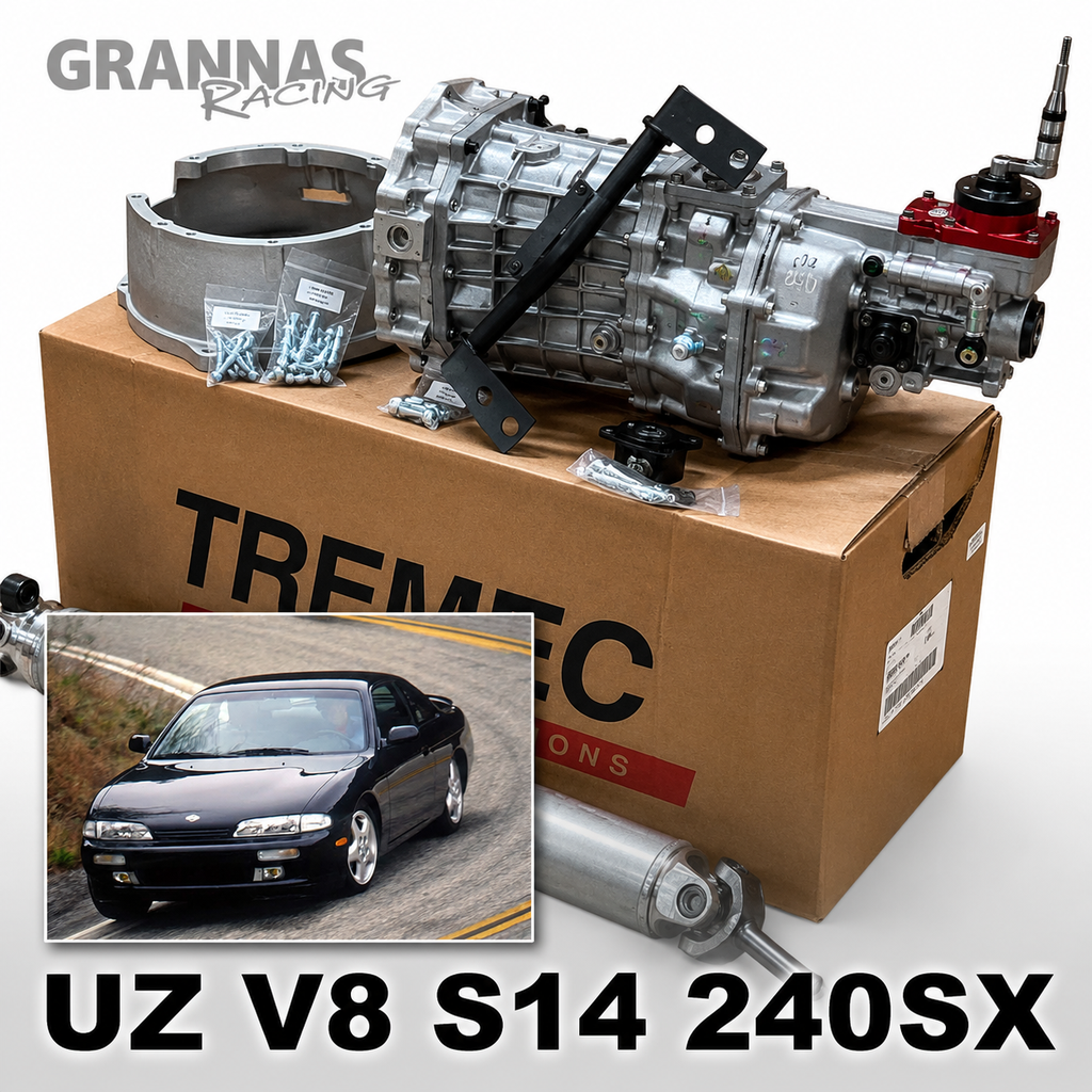 Nissan 240SX S14 T56 Magnum-F 6-speed manual swap kit (UZ V8 SWAPPED CARS)