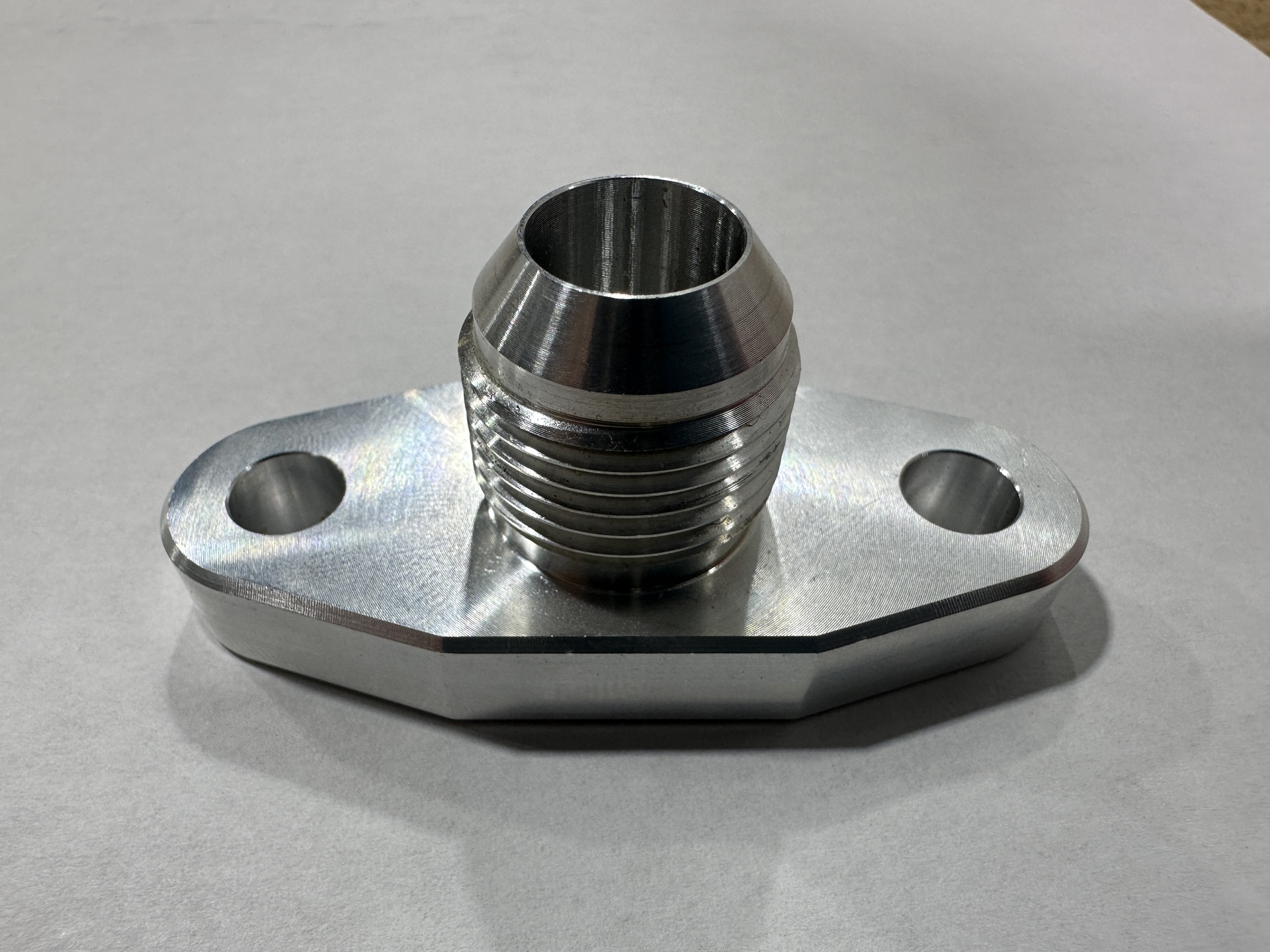 AN10 Oil Drain Flange – Funnel Type Oil Return With O-Ring, Fits T3 T4 GT28 GT30, Silver Aluminum